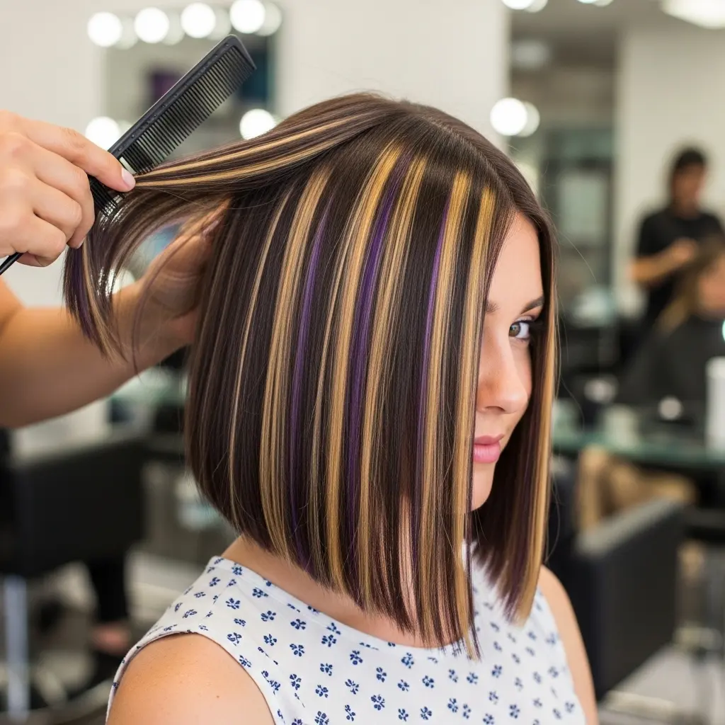 #1 Stylish Chunky Bob with Vibrant Highlights