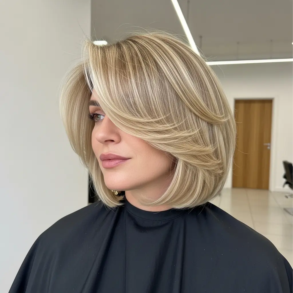 #1 Chin-Length Layered Bob with Feathered Ends