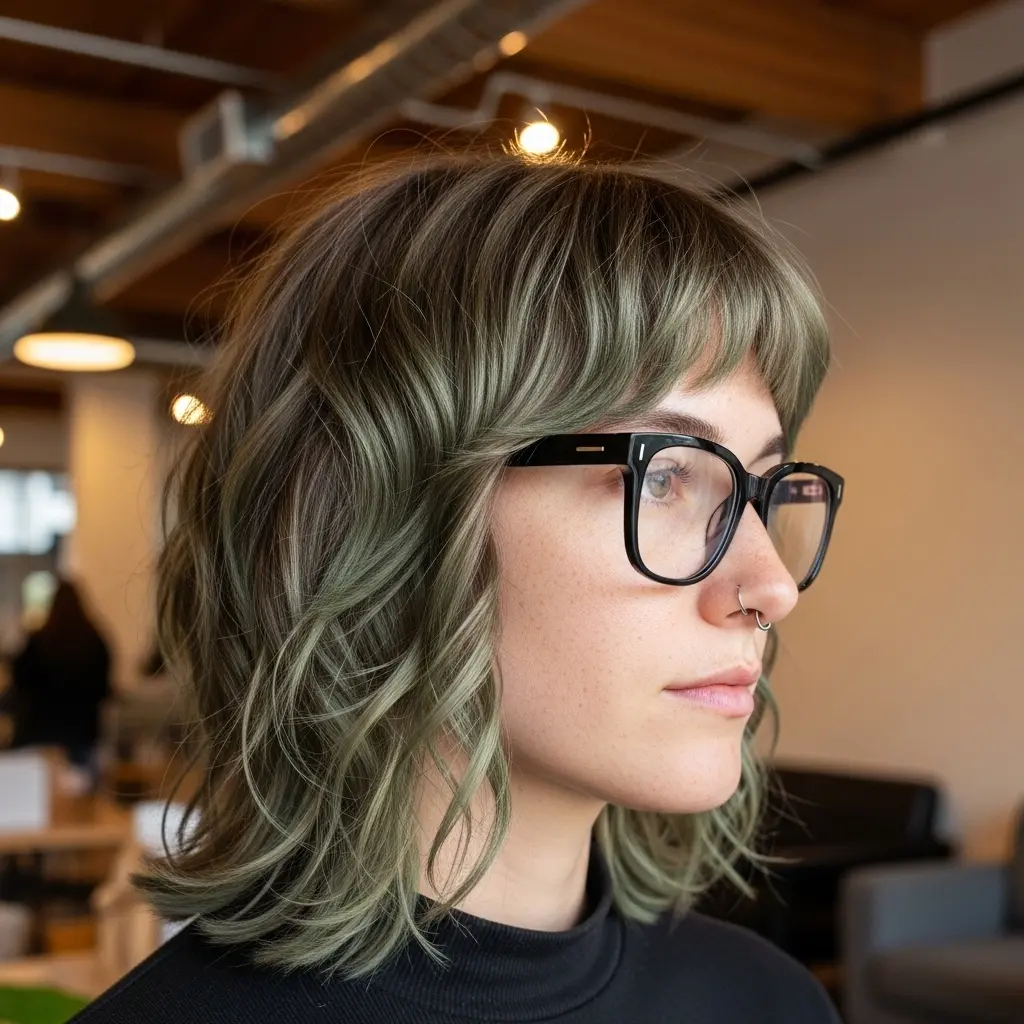 #1 Choppy Brown Bob with Vibrant Highlights