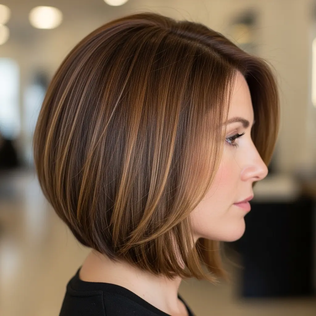 #1 Golden Brunette Bob with Rounded Shape
