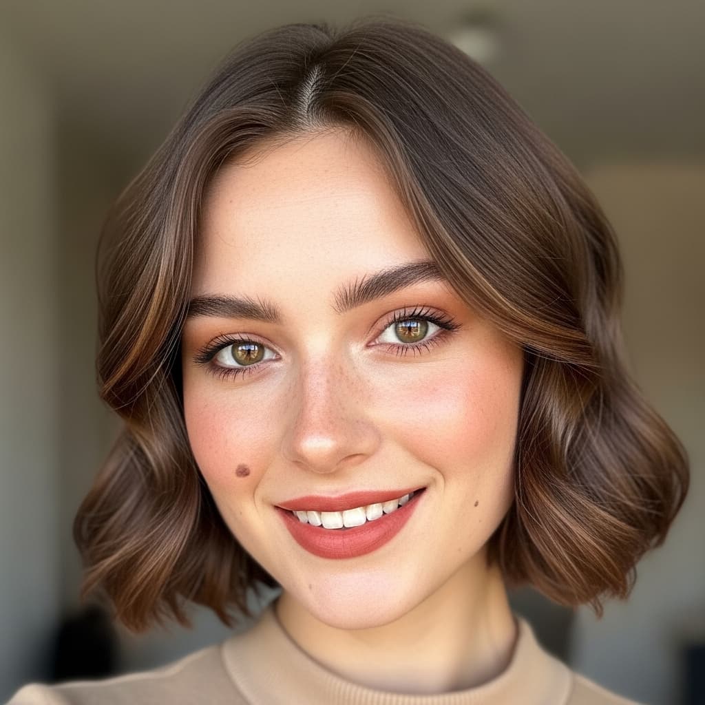 #1 Effortless Wavy Bob with Subtle Highlights