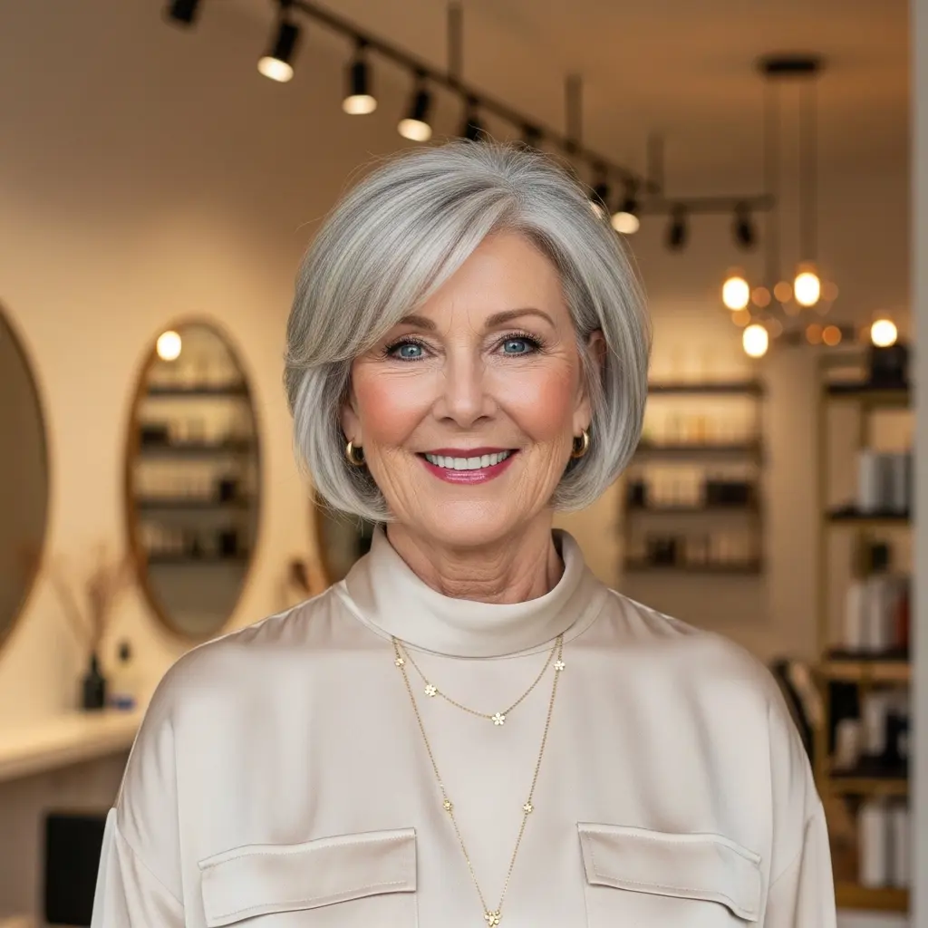 #10 Shaggy Bob with Wispy Bangs for Women Over 70