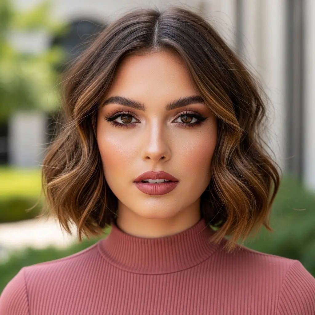 #11 Textured Blunt Bob with a Subtle Side Part