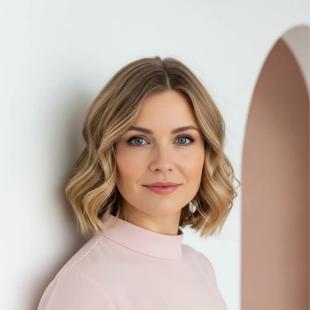 #11 Side Part Wavy Bob with Bangs