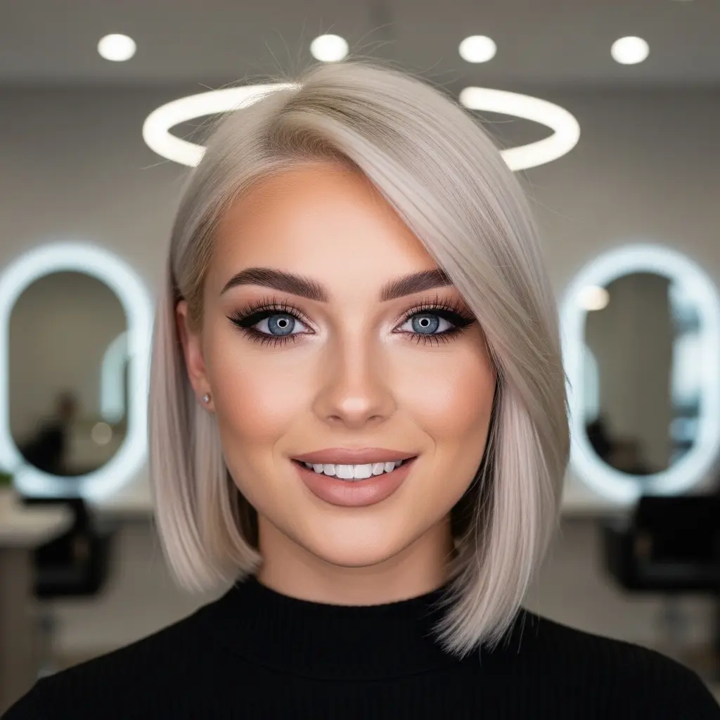 #12 Sleek Ash Blonde Blunt Cut Bob