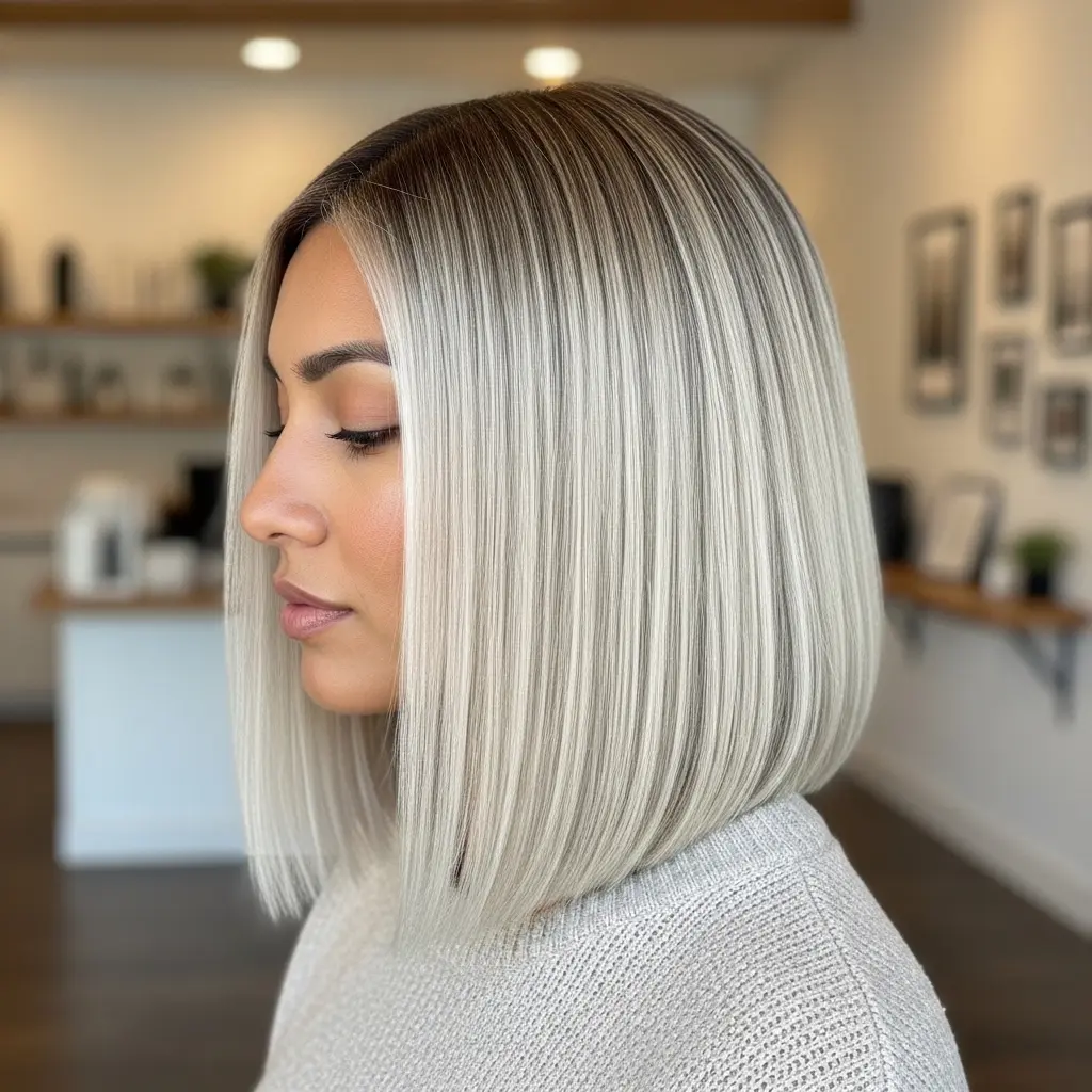 #12 Straight Lob with Subtle Layers for Round Faces