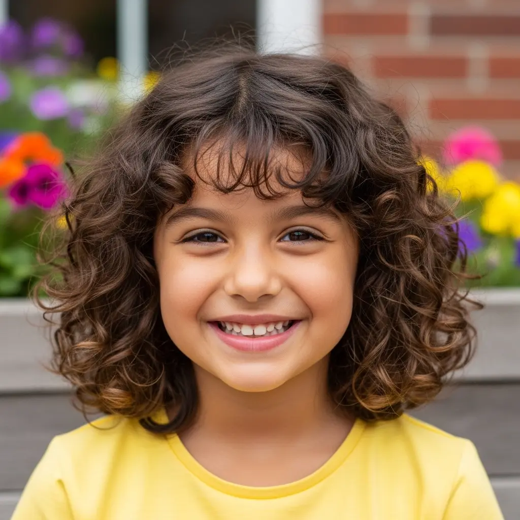 #13 Charming Curly Bob with Natural Highlights for Little Girls
