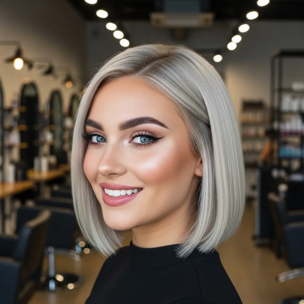 #13 Short Blunt Bob with a Side Parting