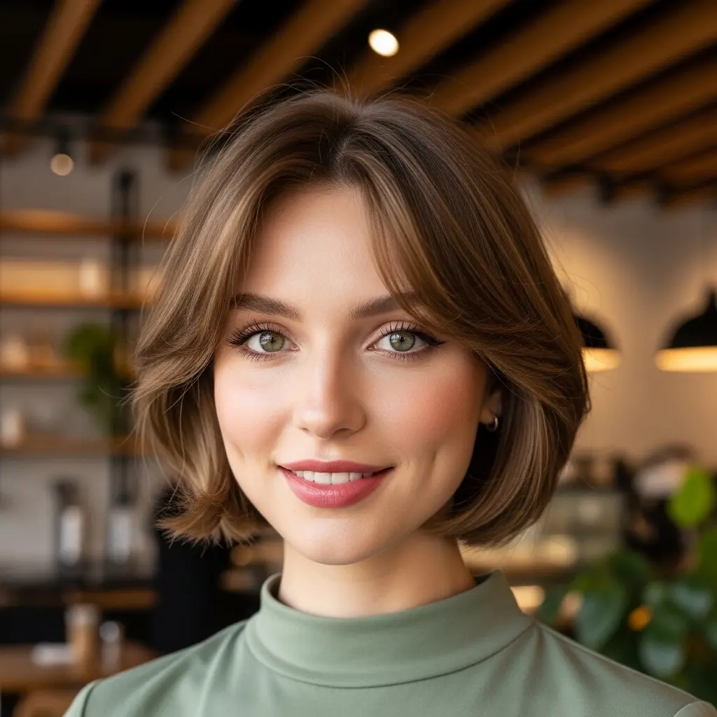 #13 Short Razored Bob with Curtain Fringe