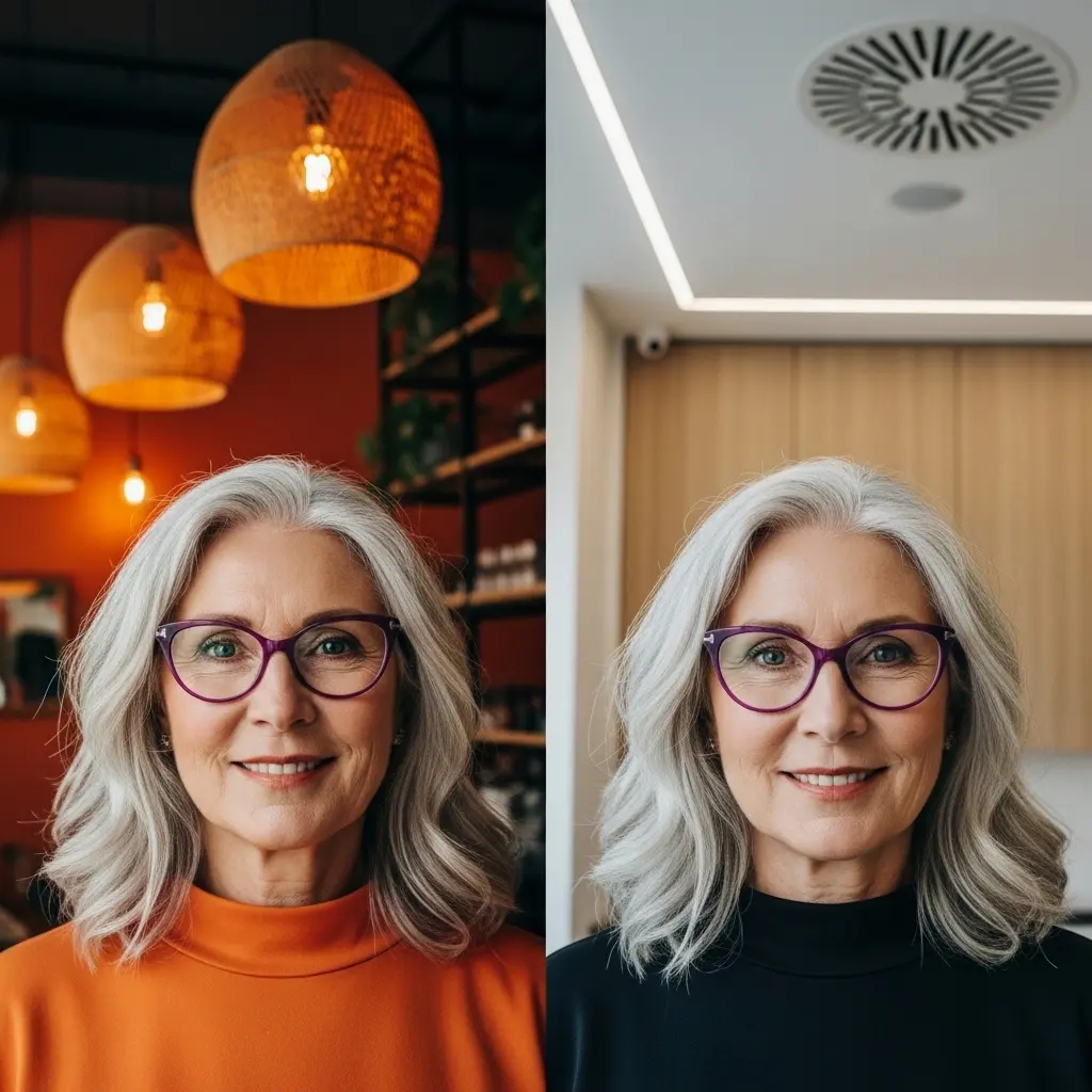 #13 Tousled Gray Hair with a Center Part