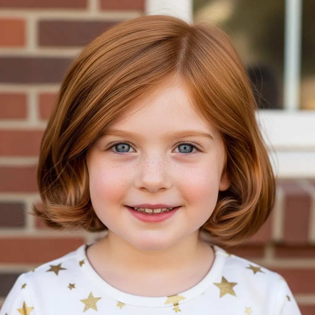 #15 Sun-Kissed Copper Bob with Side-Swept Bangs