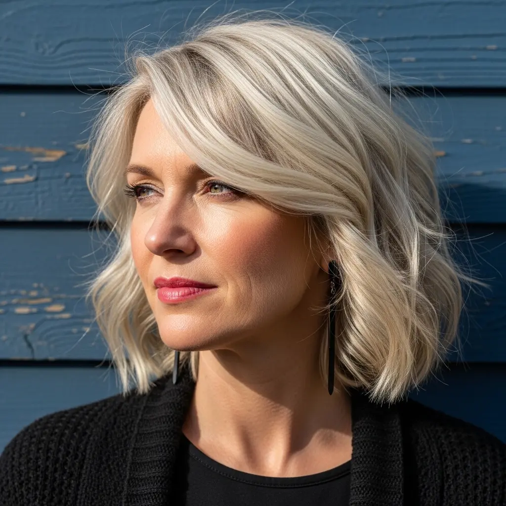#15 Blonde Wavy Bob for Women Over 50