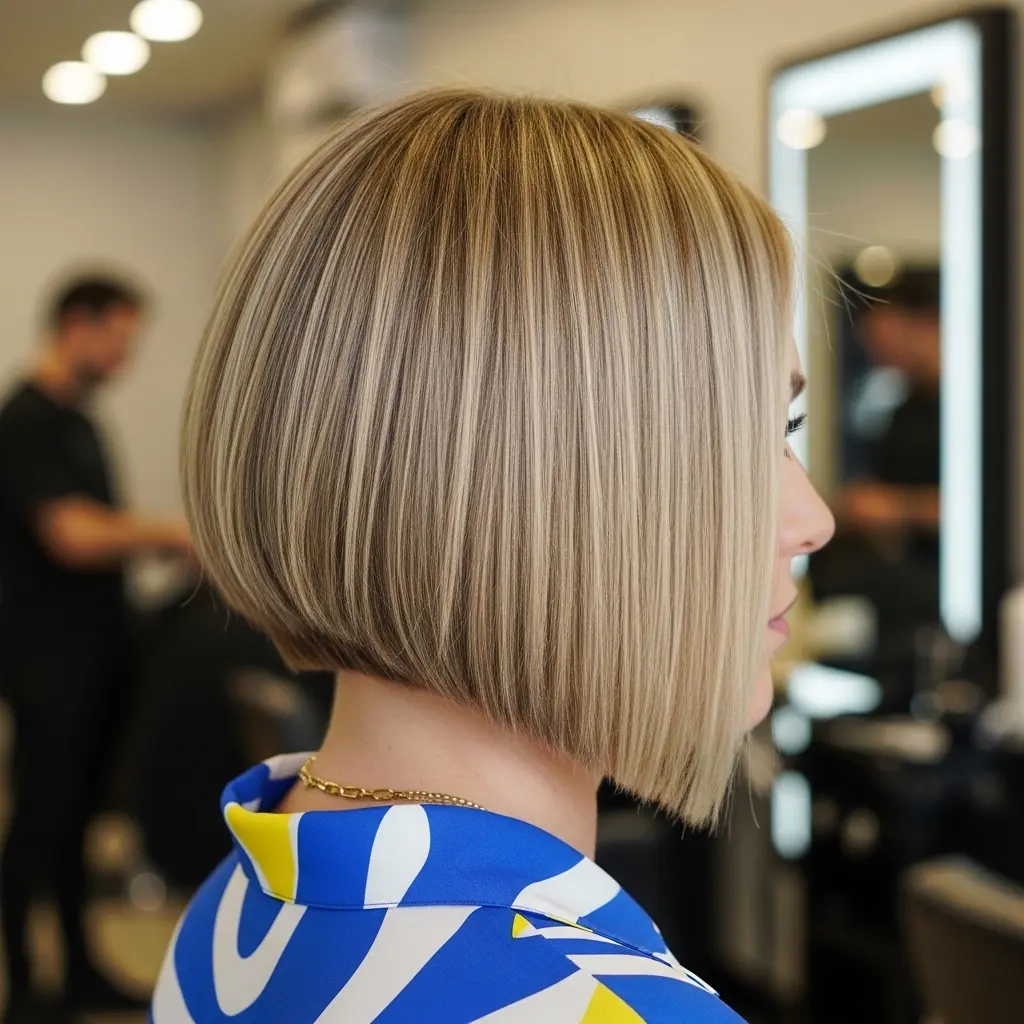 #15 Back View of a Stacked Bob with Undercut