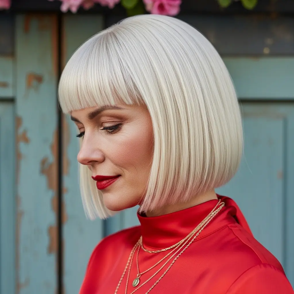 #16 Neck-Length Straight Bob with Bangs