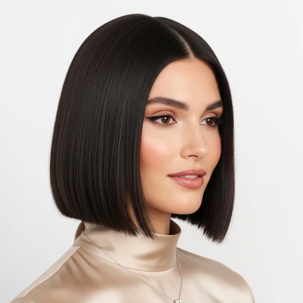 #18 Chic Dark Brown One-Length Bob