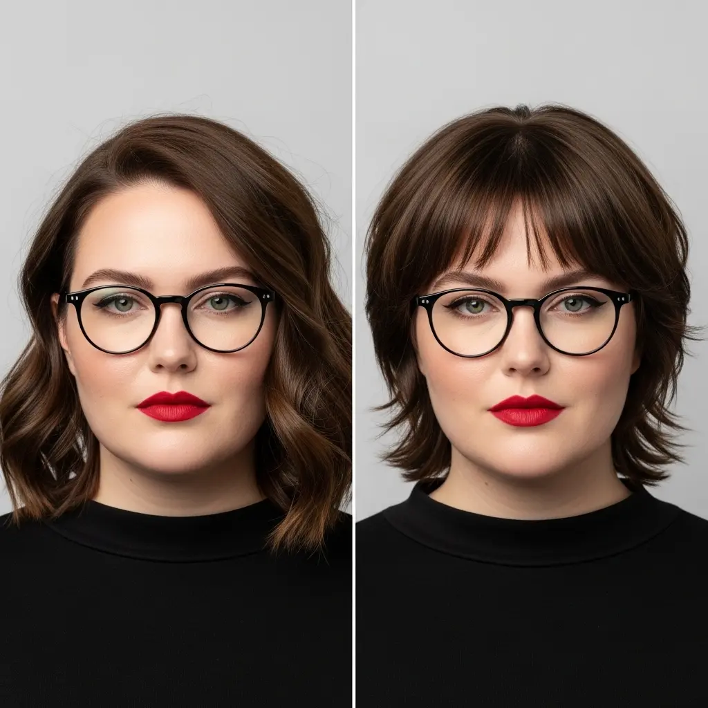 #18 Long Bangs for a Round Face