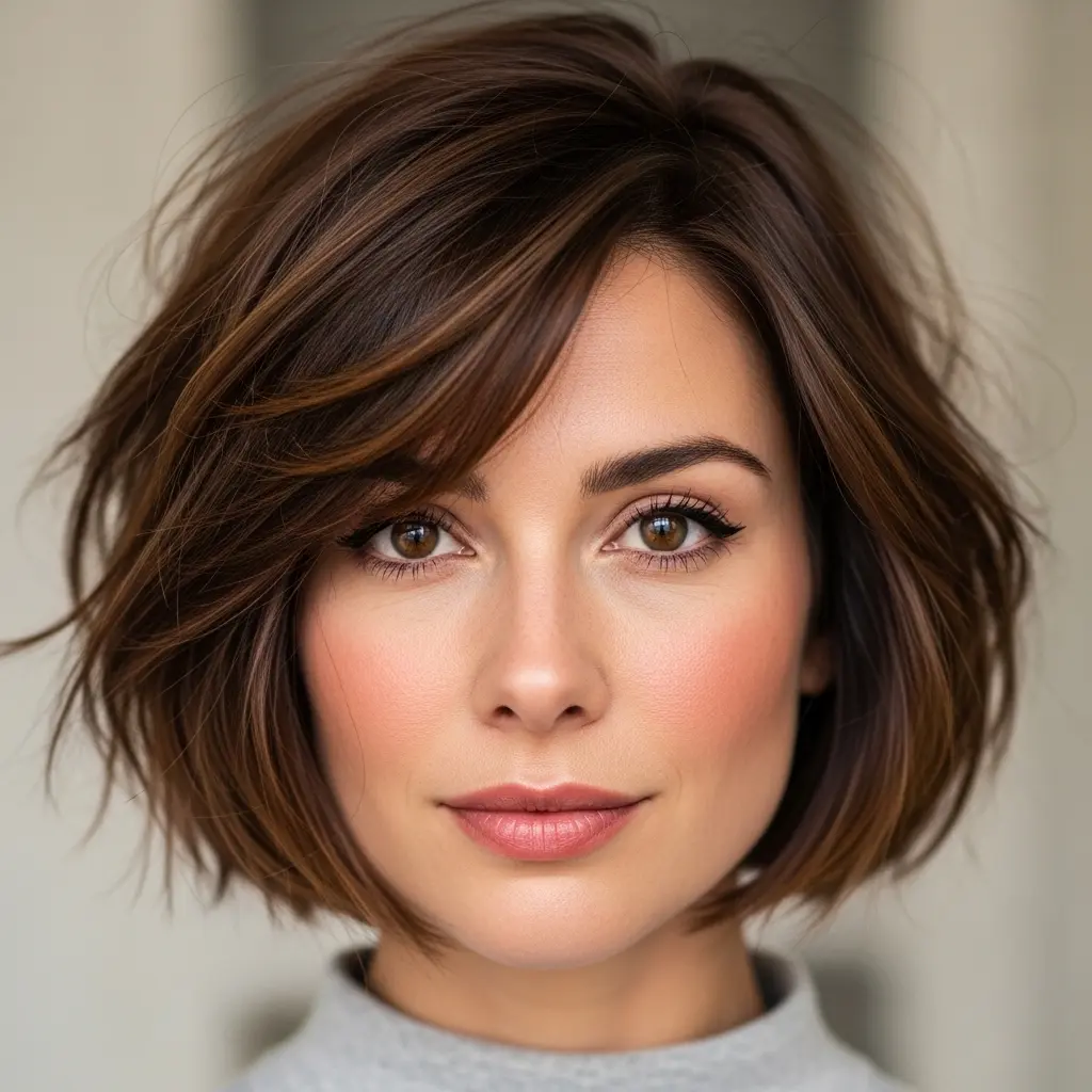 #2 Neck-Length Bob with Layers and Messy Waves