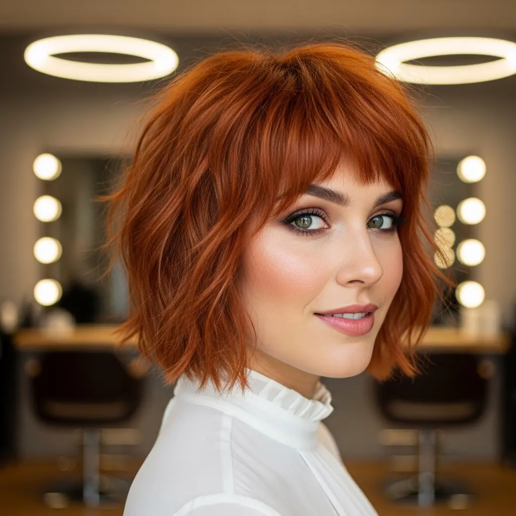 #2 Short Copper Shag with Piece-y Layers