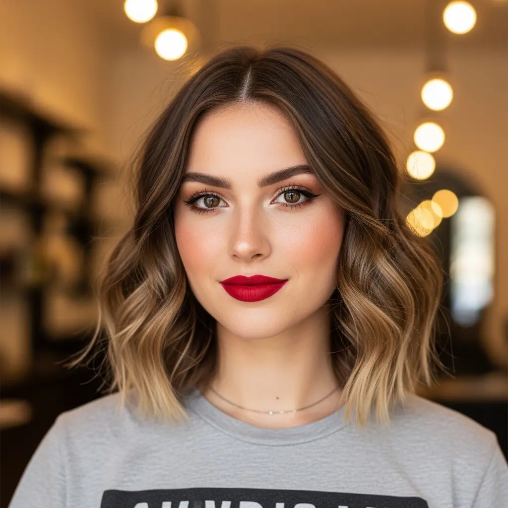 #20 Shaggy Shoulder-Length Bob for Oval Faces