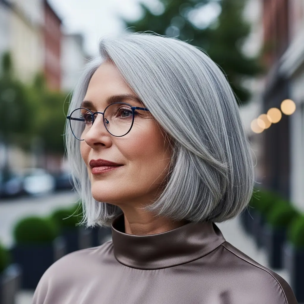 #20 Long Bob with Blunt Ends and Side Part