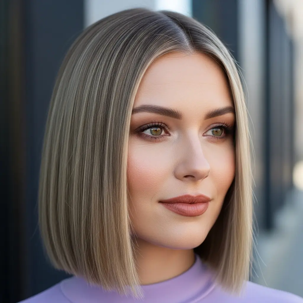 #21 Blunt Long Bob with a Middle Part