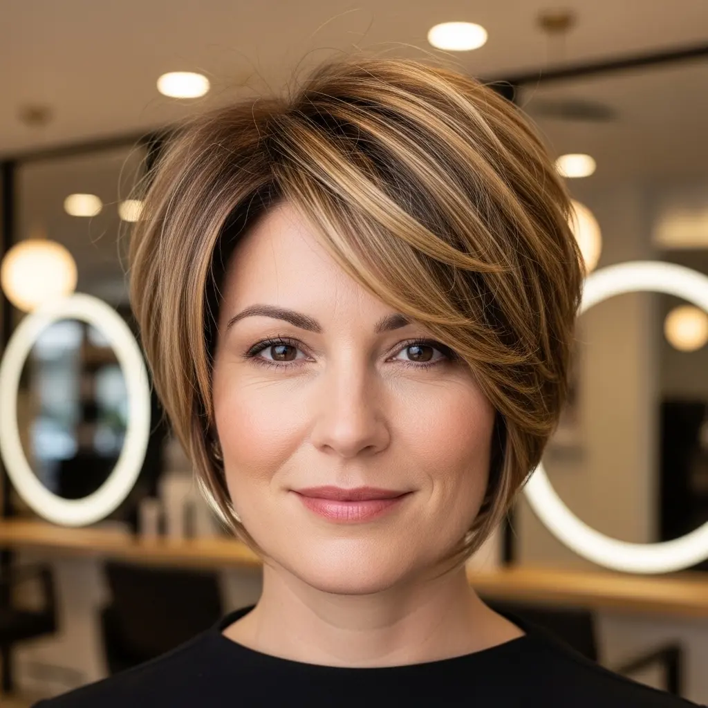 #23 Asymmetrical Bob with Deep Side Part