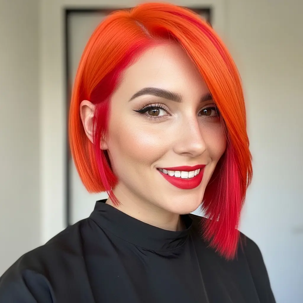 #23 Copper Blunt Bob with a Side Part