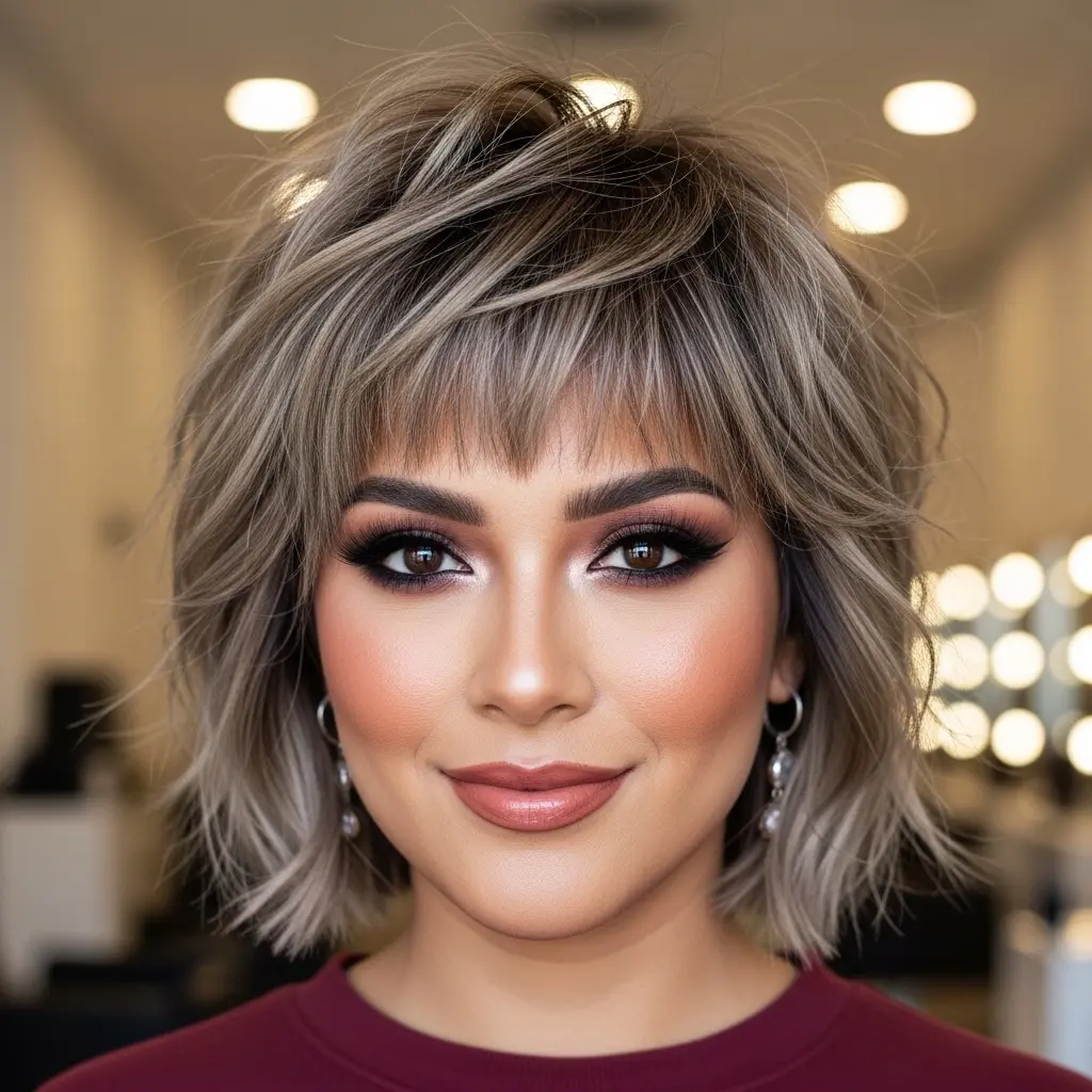 #24 Bronde Choppy Bob and Shaggy Bangs