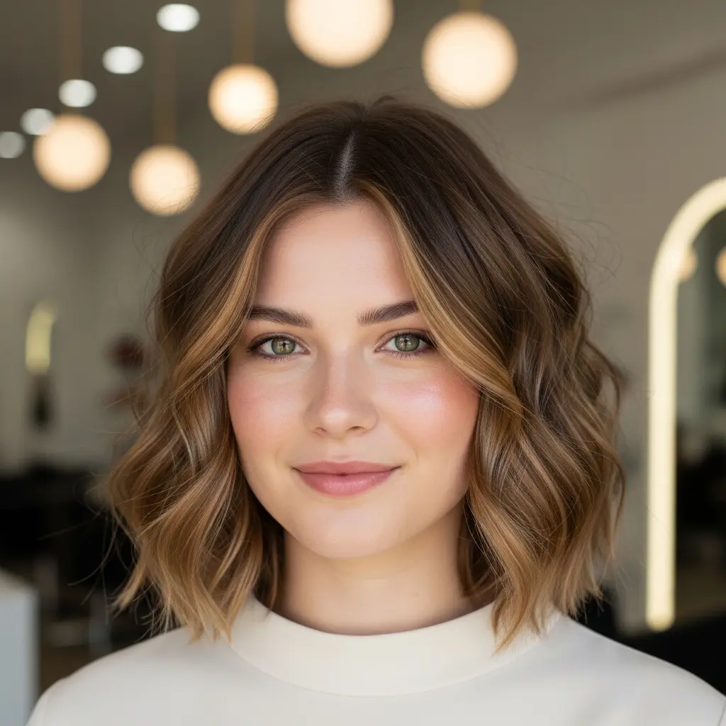 #24 Layered Medium-Length Bob with Beach Waves