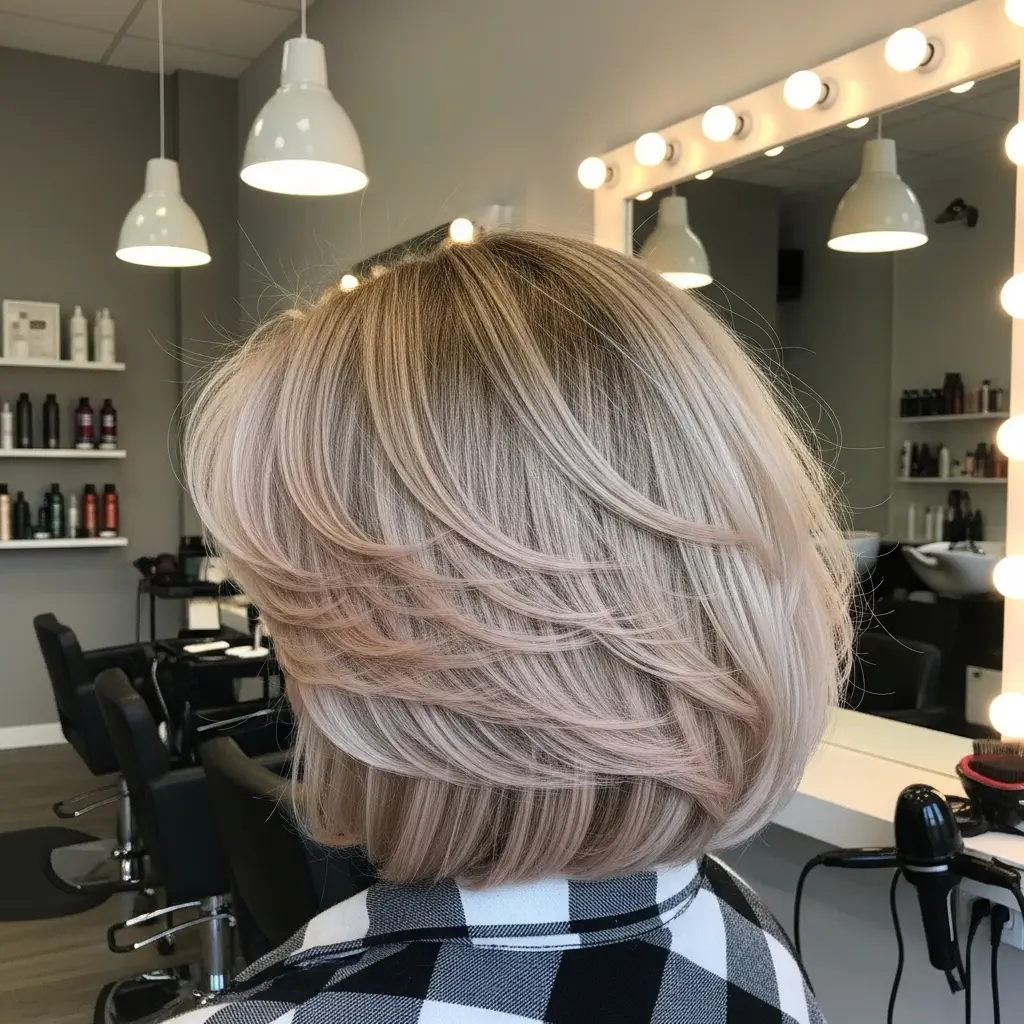 #3 Layered Round Bob with Wispy Layers