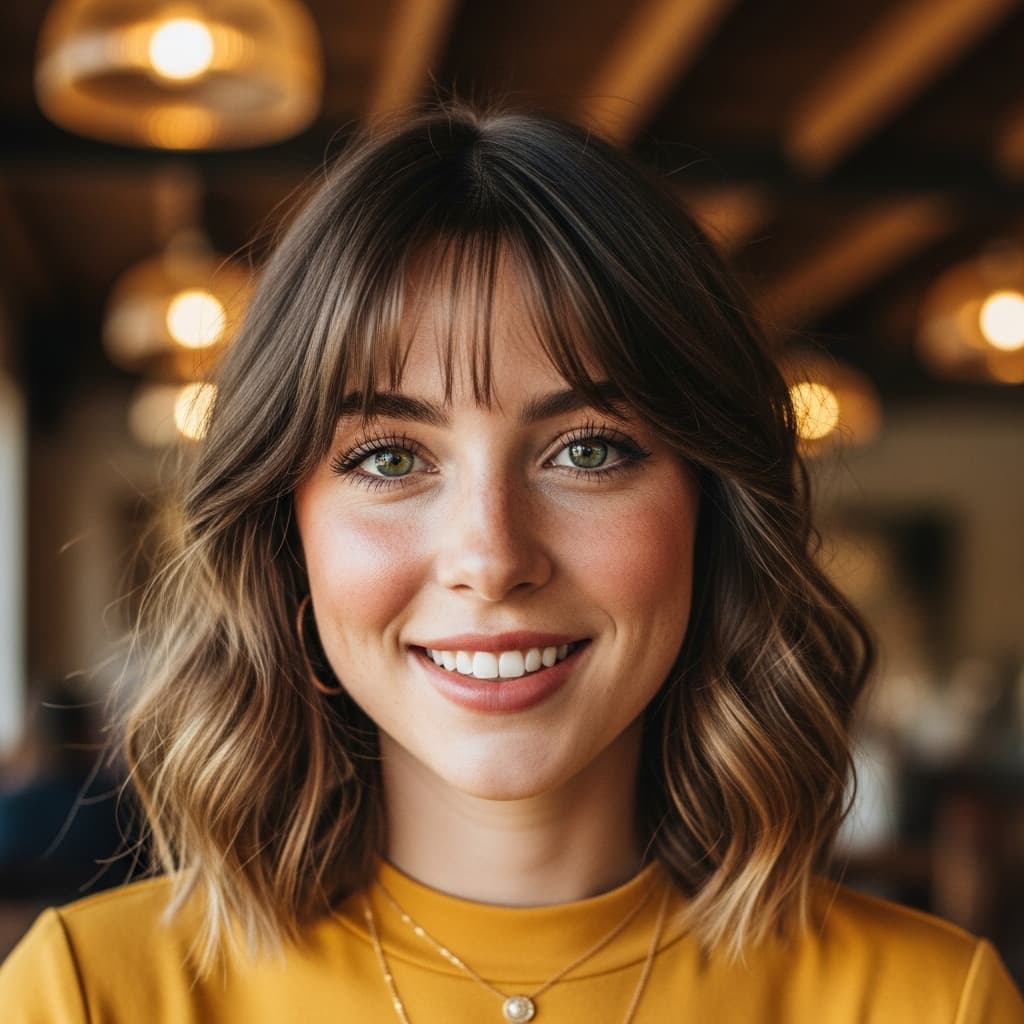 #3 Tousled Wavy Bob with Bangs