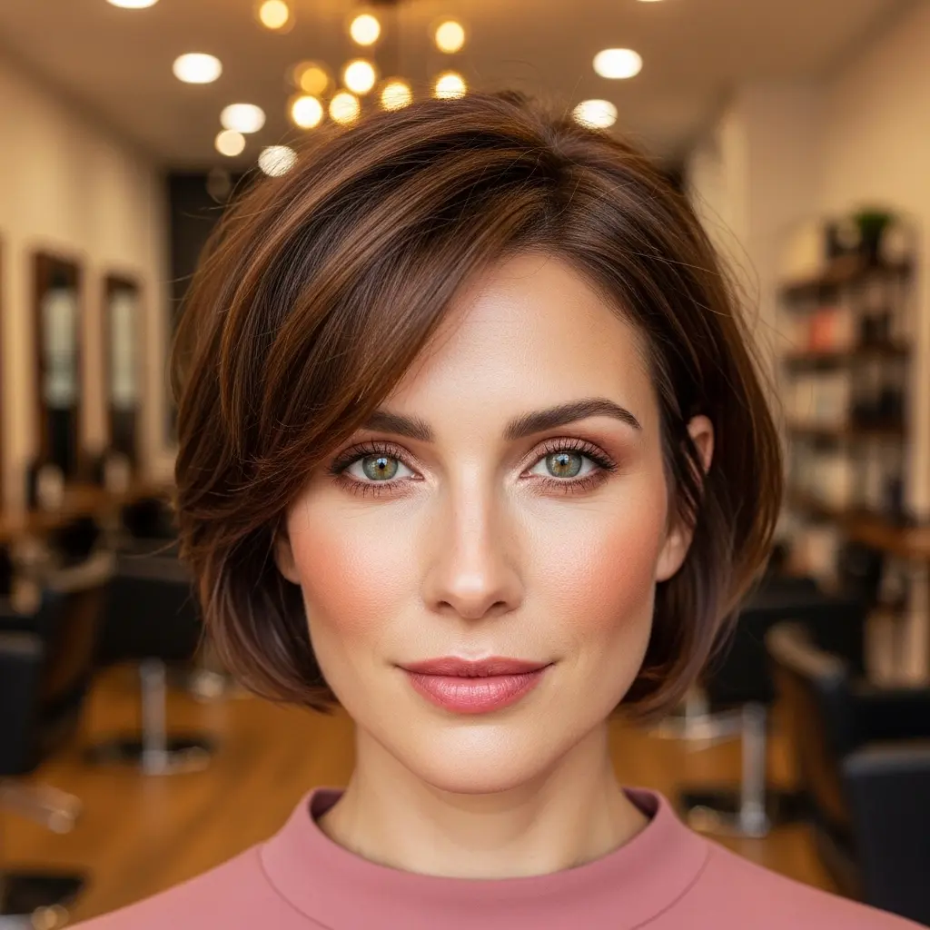 #4 Curved Inward Layered Bob with Side Bangs