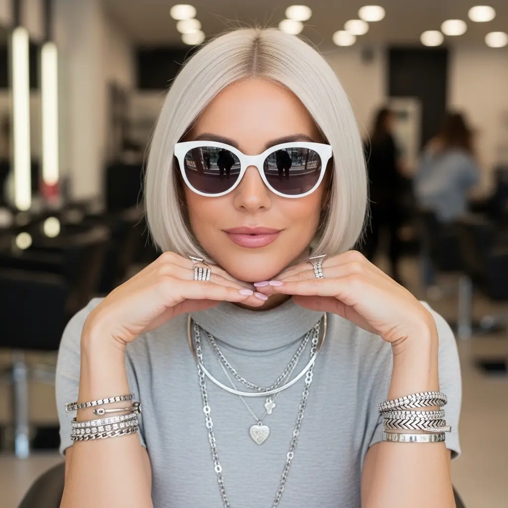 #4 Sleek Straight Blonde Bob with Textured Ends