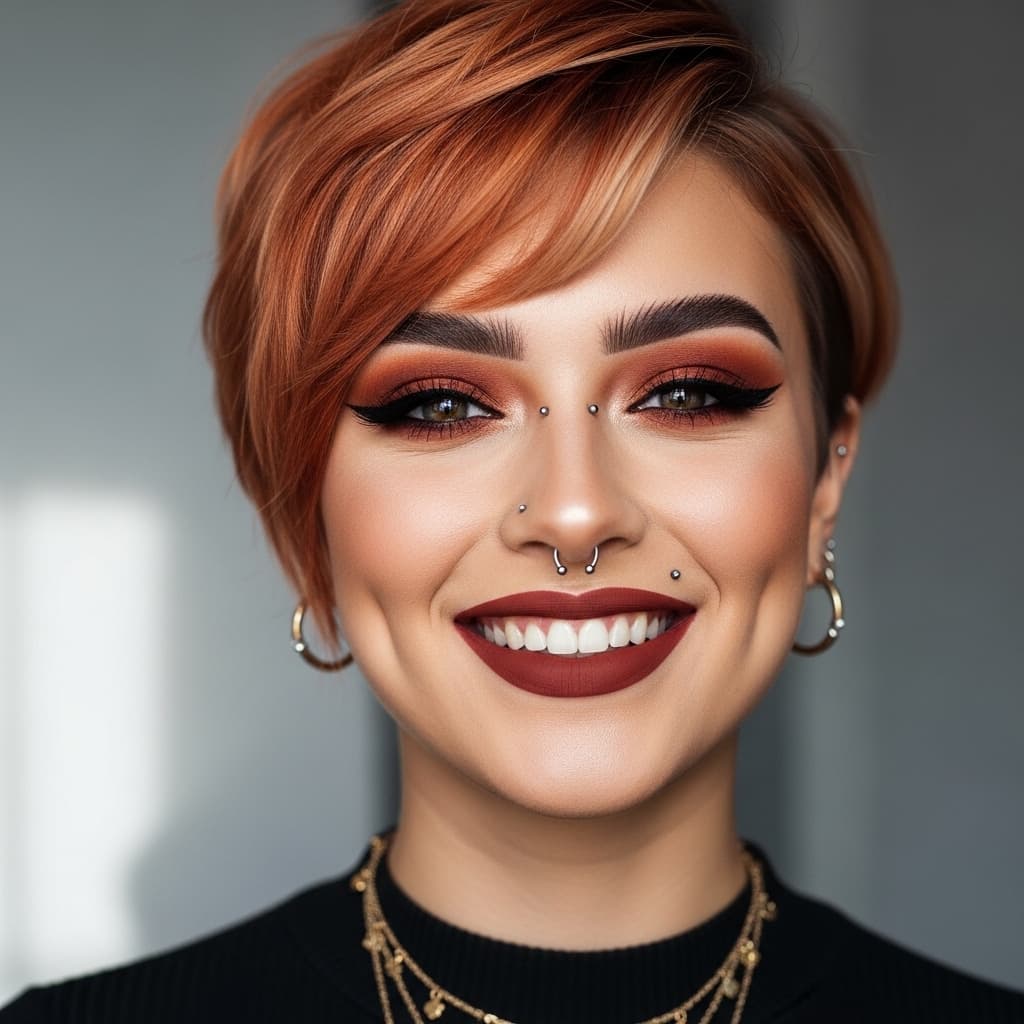 #4 Vibrant Wavy Pixie with Bold Highlights