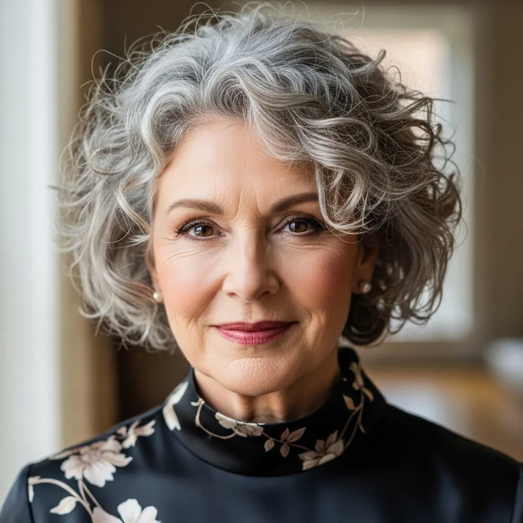 #5 Shaggy Bob with Soft Curls for Women Over 60