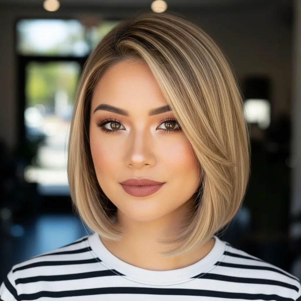 #5 Blunt and Side-Parted Slob Haircut