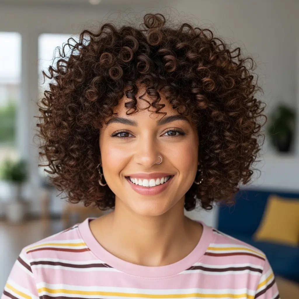 #6 Side Part Curly Bob