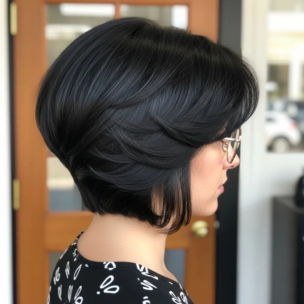 #6 Thick Wedge Bob with Stacked Layers