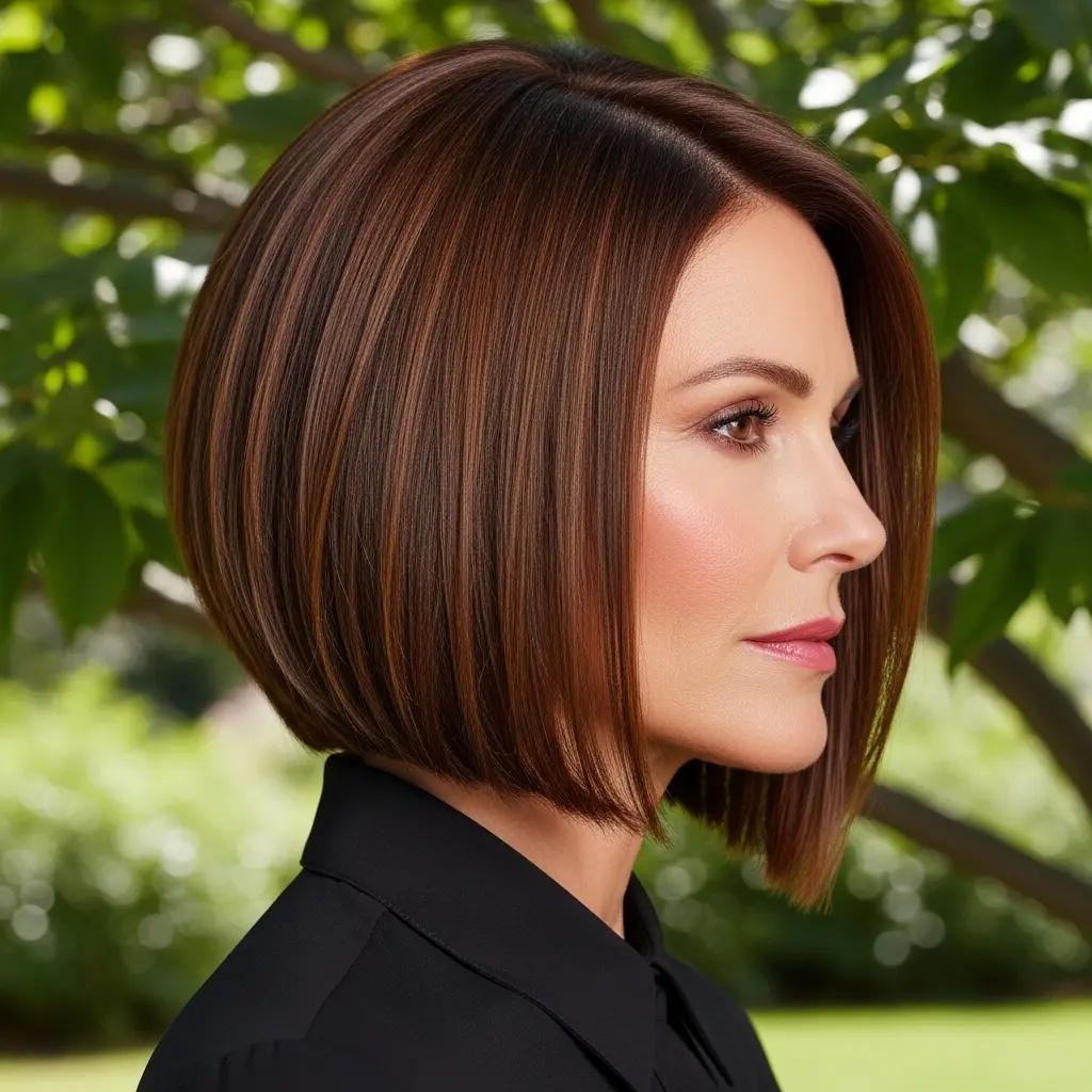 #6 Chin-Length Straight Bob with Subtle Highlights