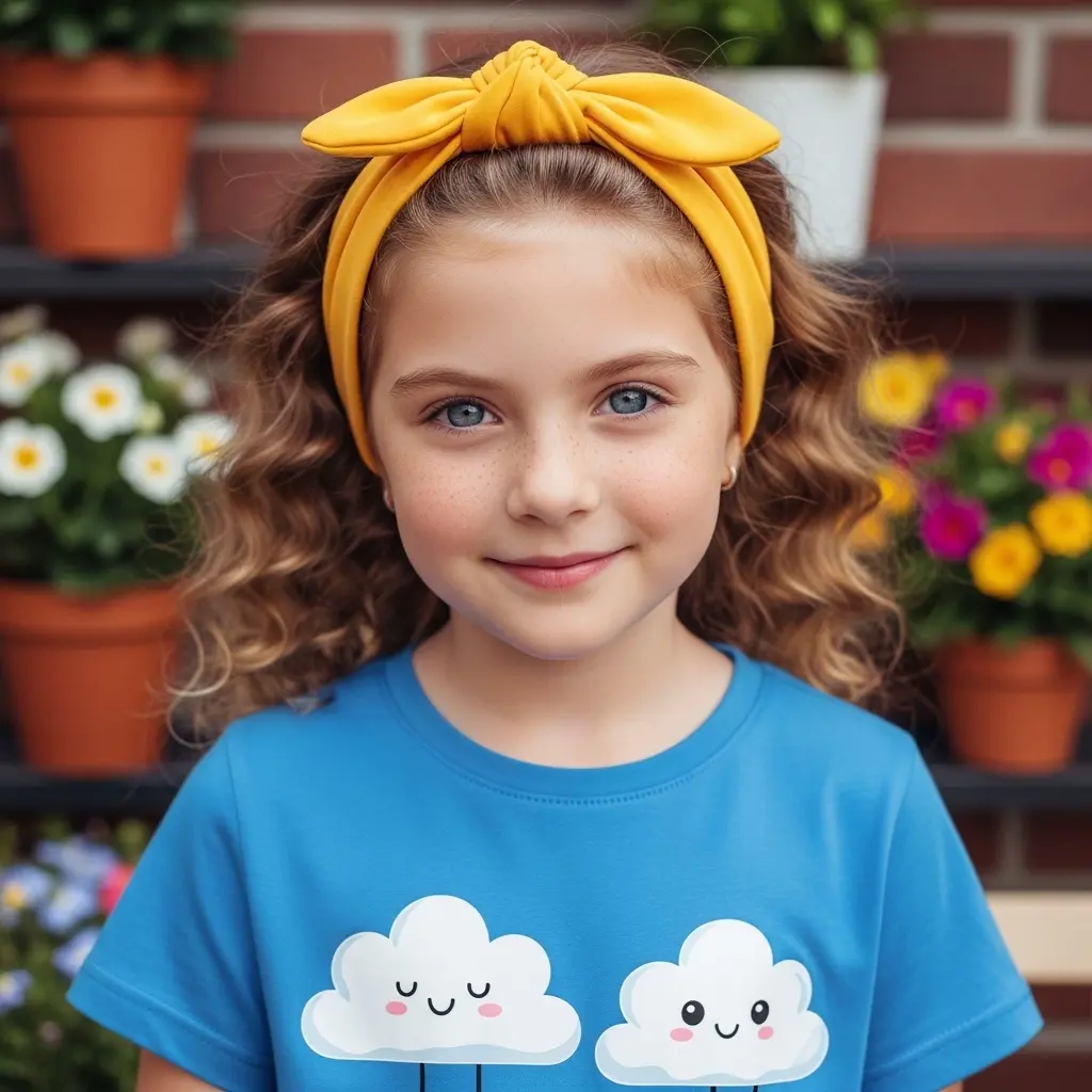 #7 Playful Golden Curly Bob with Yellow Headband