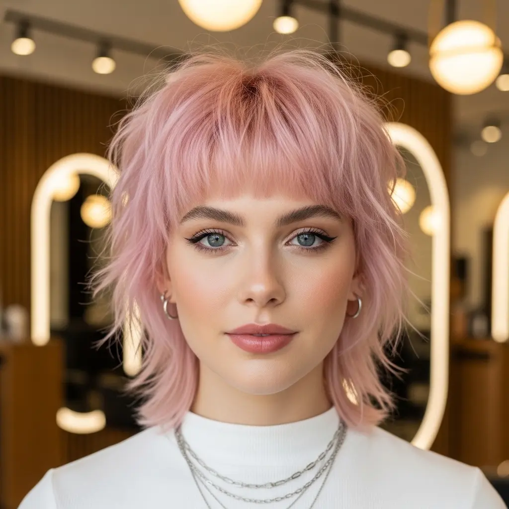 #7 Messy Razor Cut Bob with Straight Fringe