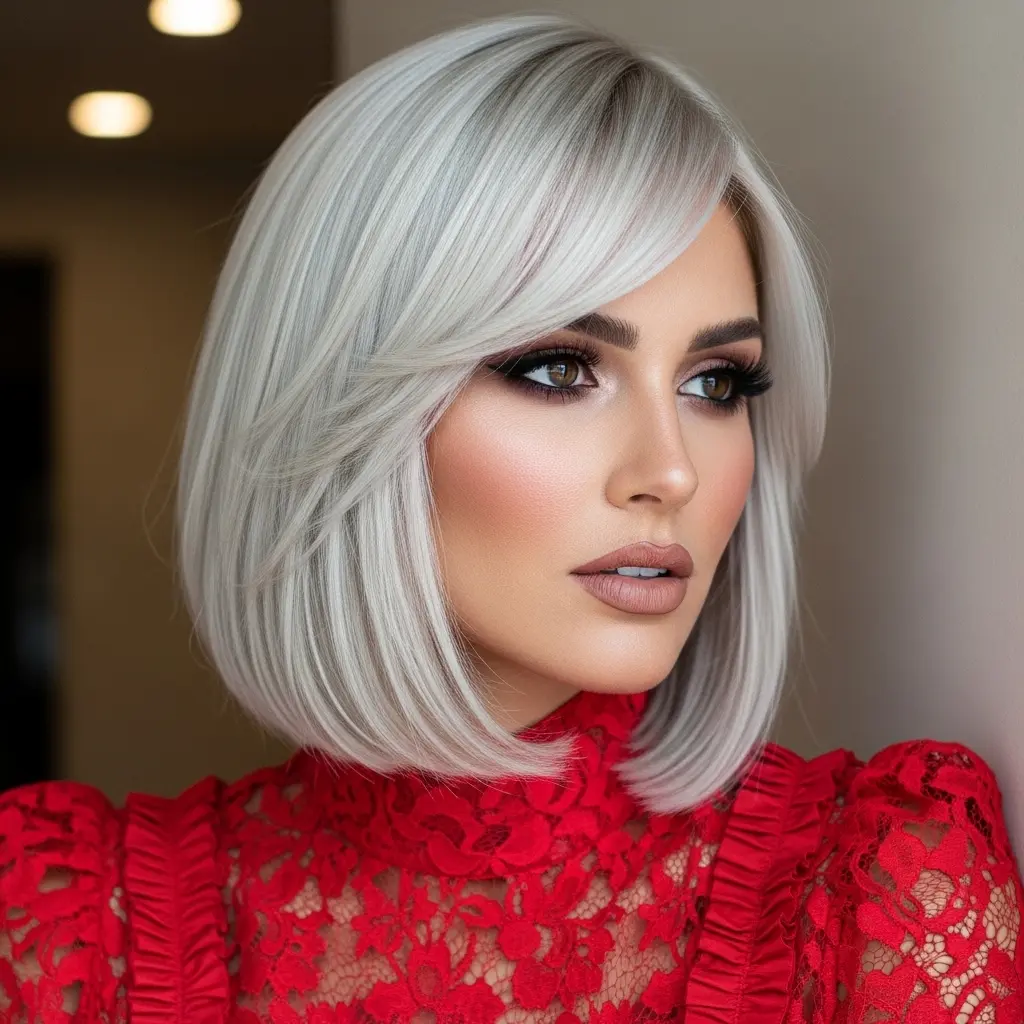 #7 Stunning Soft Blonde Bob with Bangs