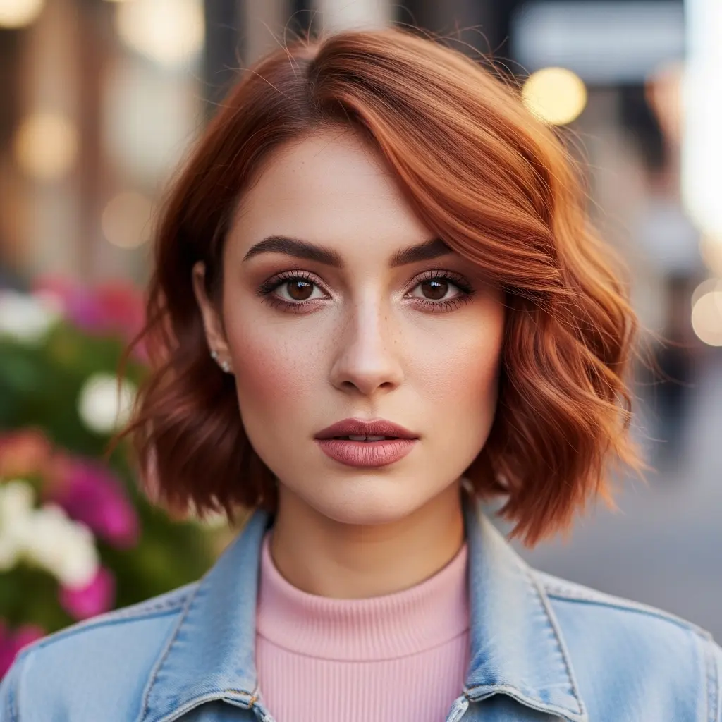 #8 French Bob for Round Face with Side Bangs