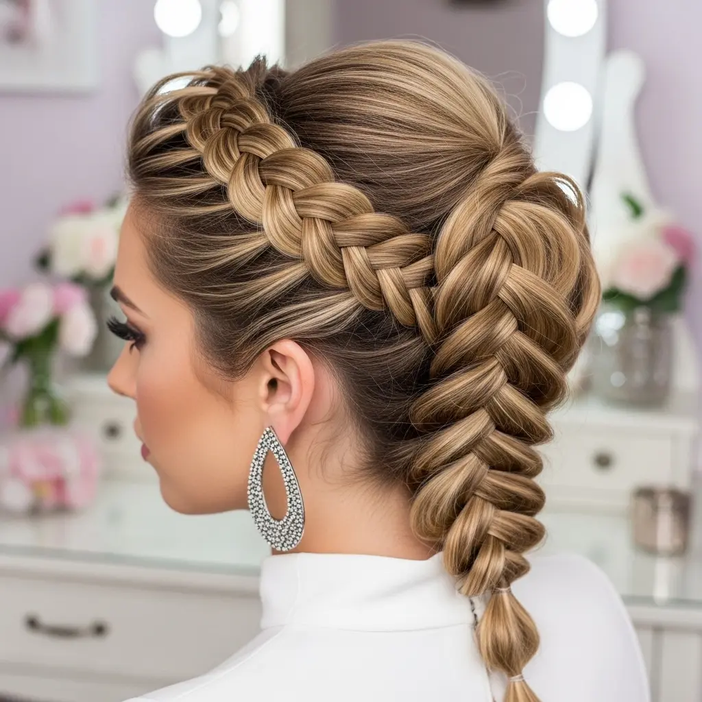 #1 Trendy Braided Mohawk Updo