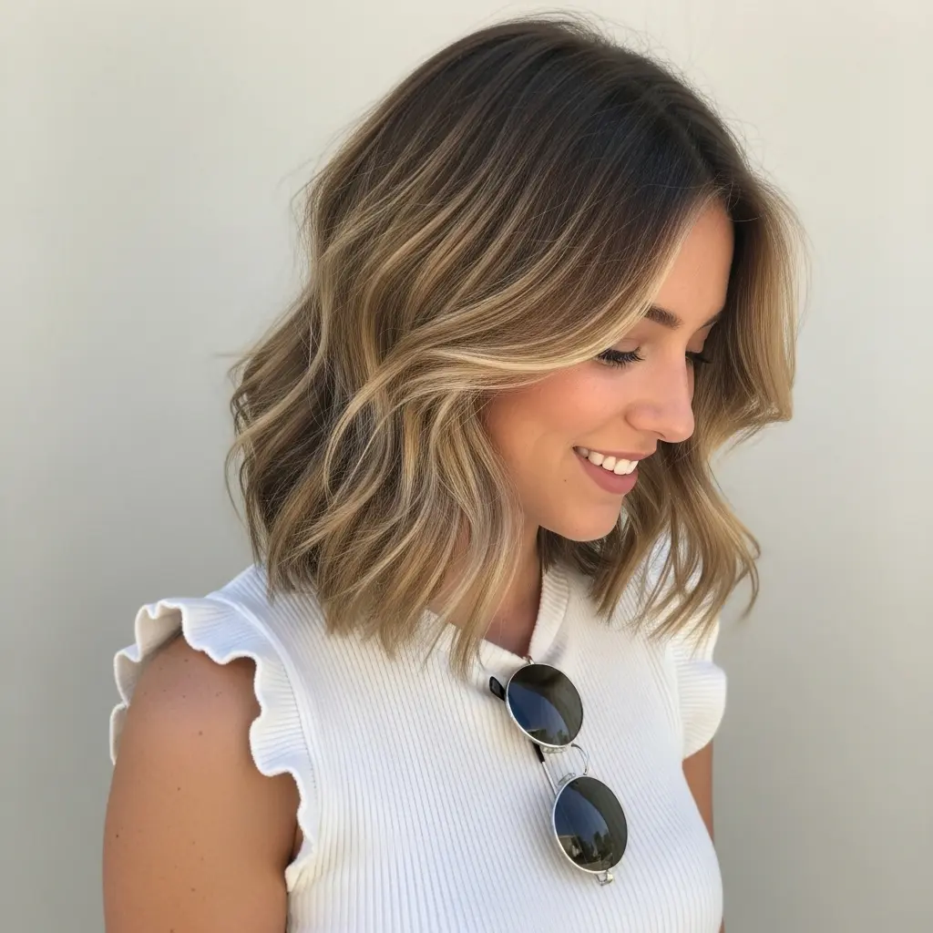 #11 Asymmetrical Lob for Wavy Hair