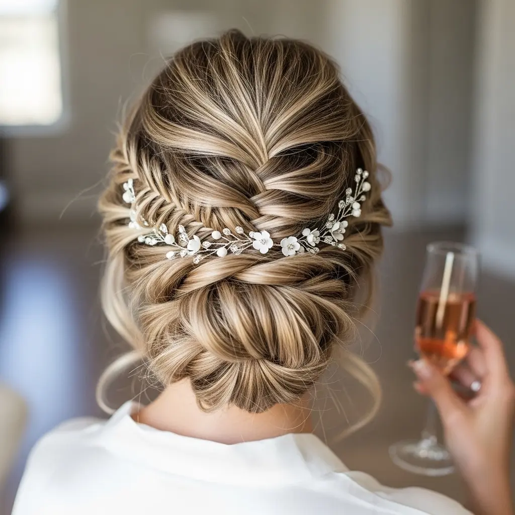 #12 Beautiful Boho Updo with an Accent Braid