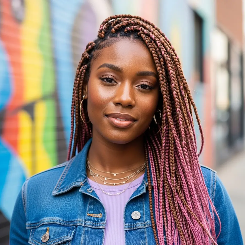 #12 Peekaboo Braids with Maroon Highlights