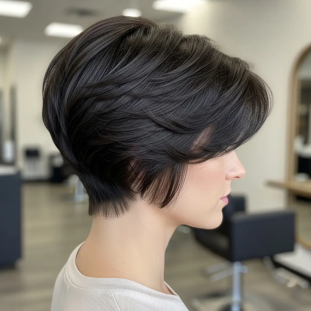Chocolate Pixie Bob with Choppy Layers