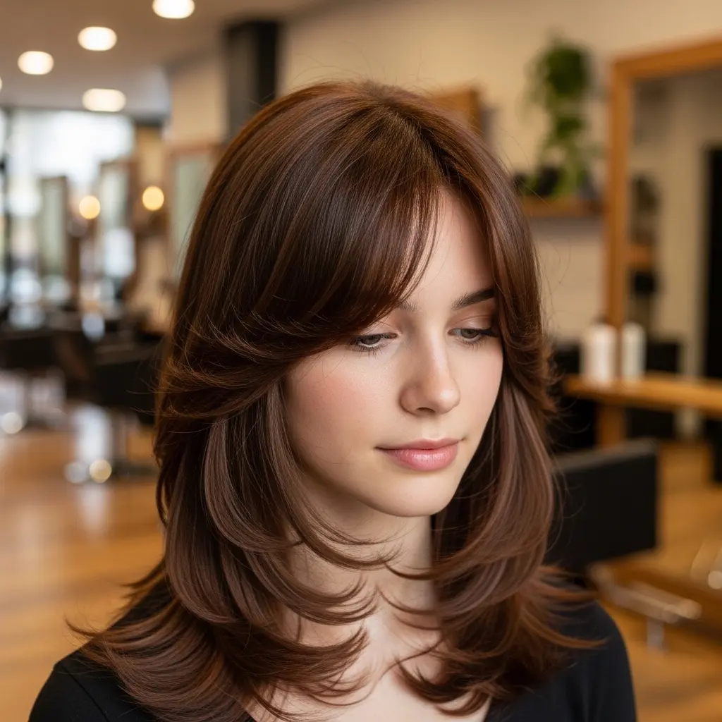 Soft Bob with Front Layering and Curtain Fringe