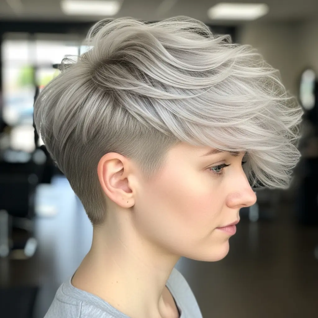 #14 Disconnected Undercut on Platinum Pixie Hair
